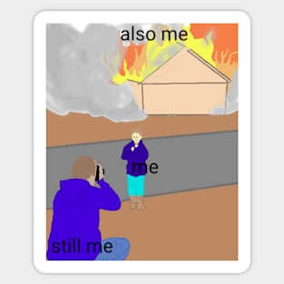 Flaming house meme Sticker